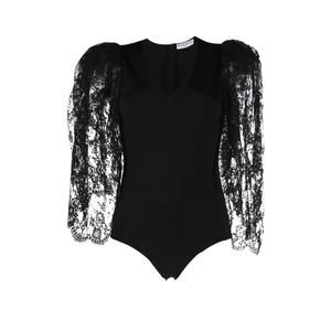 Givenchy - Black Lace Puff-sleeve Bodysuit - M